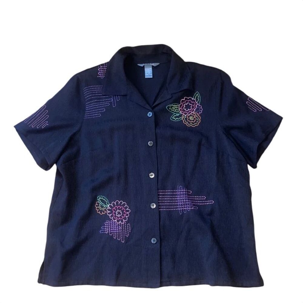 Koret Women's Floral embroidered Loose Blouse Lagenlook Resort Travel  SZ 18W